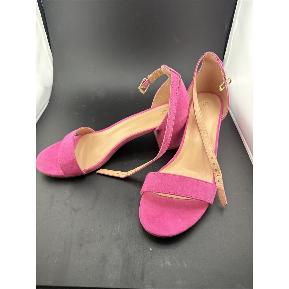 Pink Straps Women's Wedge Heals Size 6.5 - Picture 5 of 6